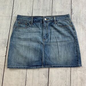 Women's Gap Jean Skirt sz 10 Denim 15.5" Light Wash No Slit 100% Cotton